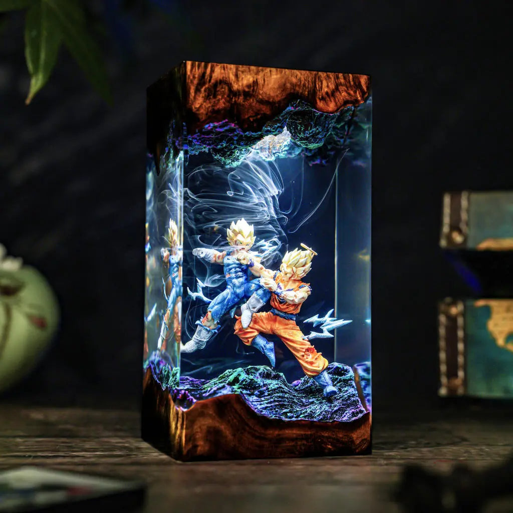 Goku vs Vegeta Fighting Dragon Ball Resin Lamp