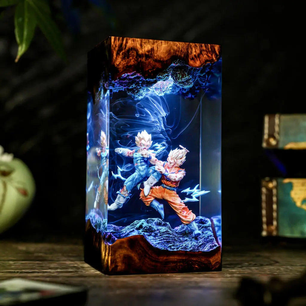 Goku vs Vegeta Fighting Dragon Ball Resin Lamp