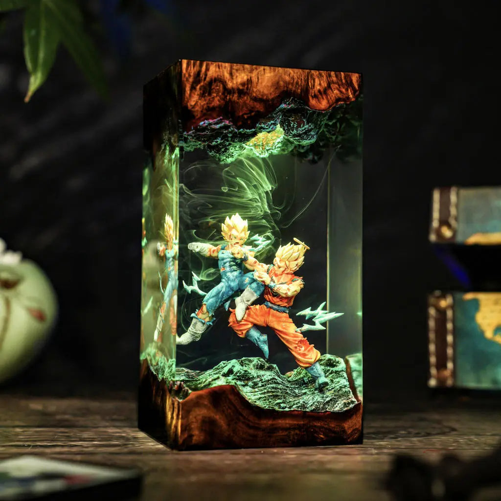 Goku vs Vegeta Fighting Dragon Ball Resin Lamp