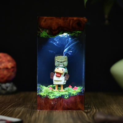 Chicken Jockey Minecraft Resin Lamp