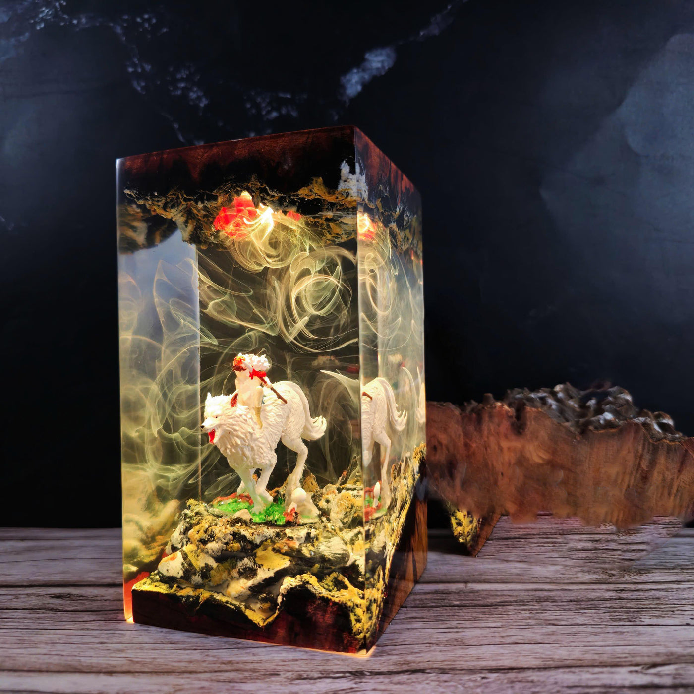 Mononoke Hime x White Wofl Epoxy Night Light