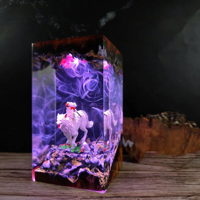 Mononoke Hime x White Wofl Epoxy Night Light