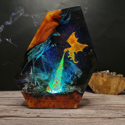 Fire Breath Dragon in Space Epoxy Night Light