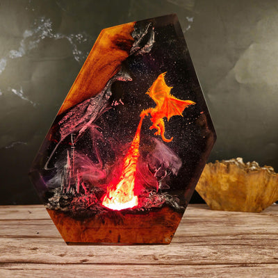 Fire Breath Dragon in Space Epoxy Night Light