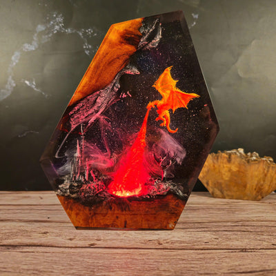 Fire Breath Dragon in Space Epoxy Night Light