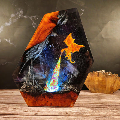 Fire Breath Dragon in Space Epoxy Night Light